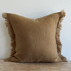 BLEACHED OAK / BELGIAN LINEN FRINGE / 22" x 22"