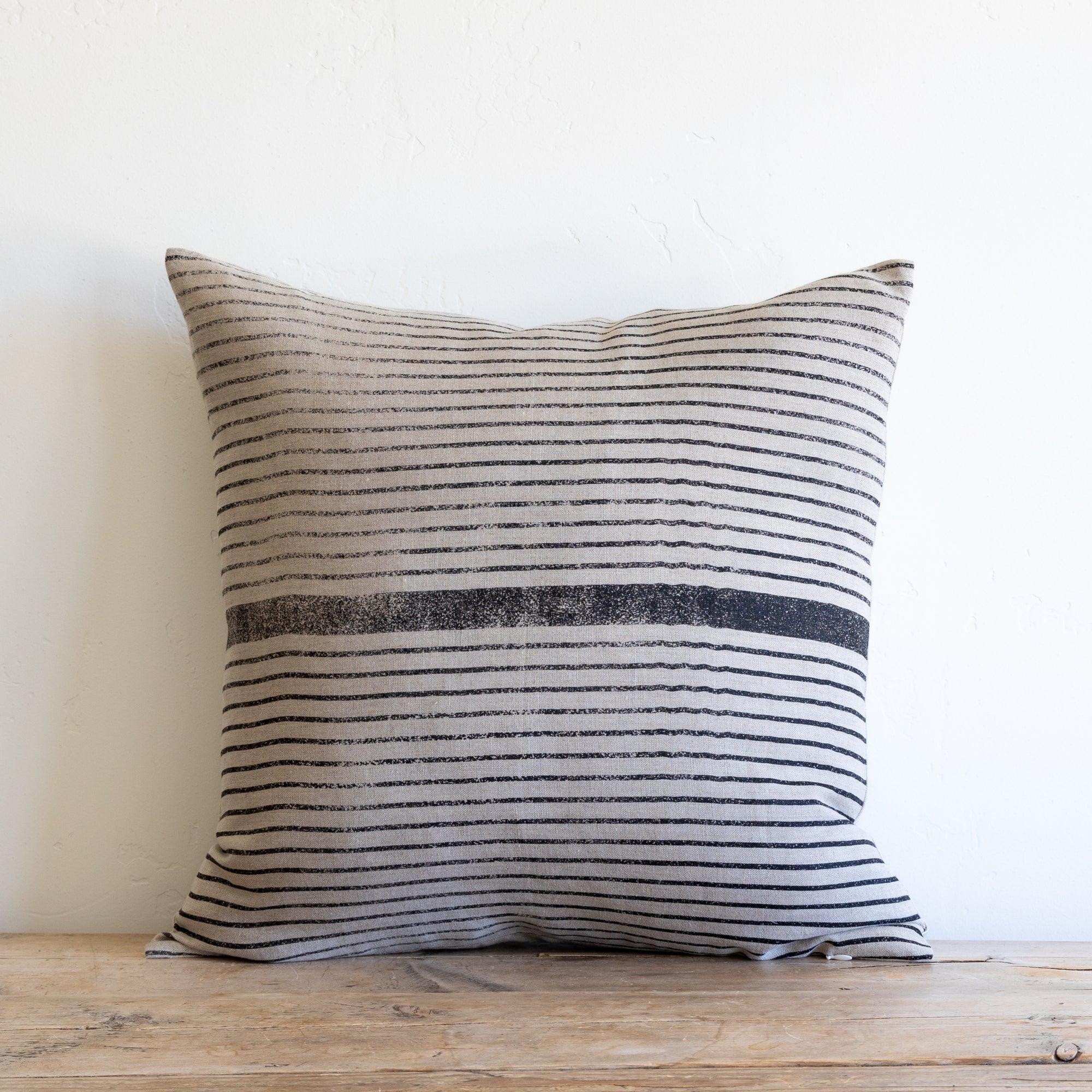 VINTAGE STRIPE / CHARCOAL ON NATURAL LINEN
