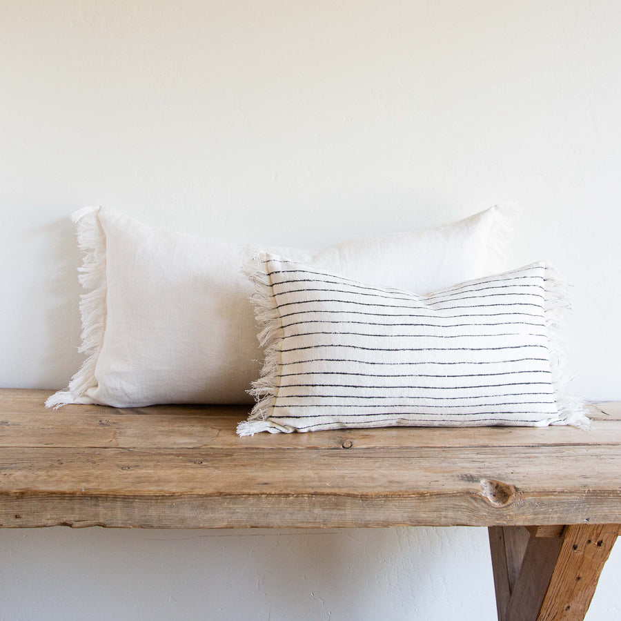 OUTDOOR WHITE FRINGE PILLOW 22x22 - Sugar Feather