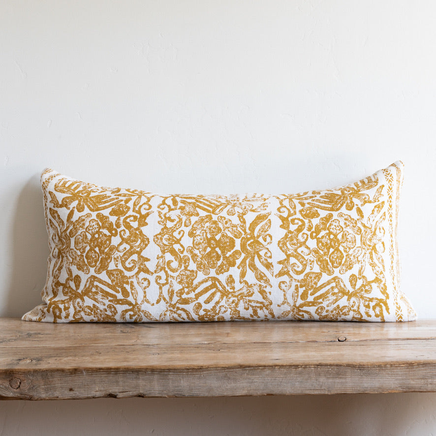 BIRDS / OCHER / 16"X32" (LUMBAR)