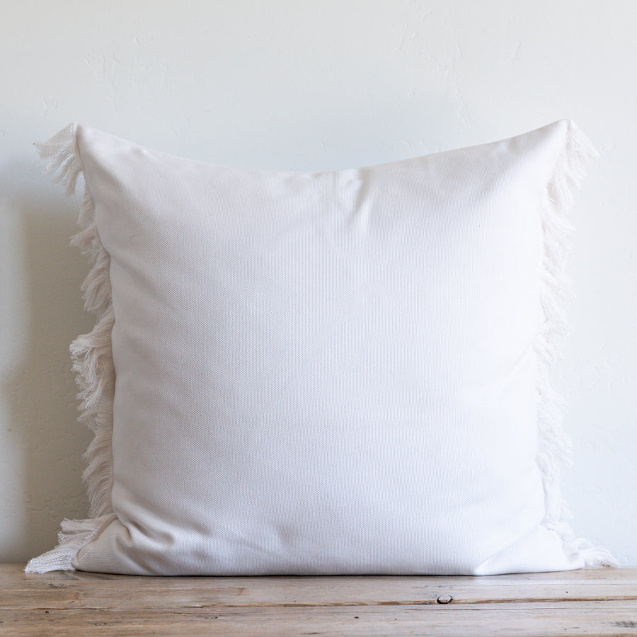 OUTDOOR WHITE FRINGE PILLOW 24x24 - Sugar Feather