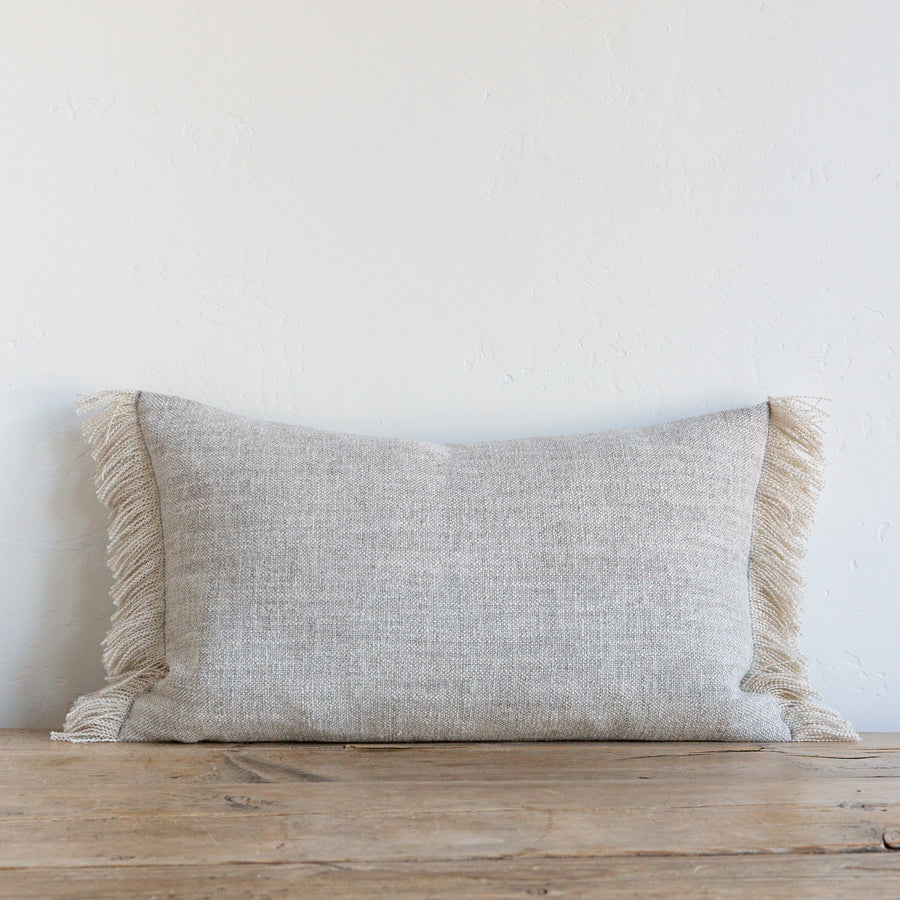 GRAY BELGIAN LINEN FRINGE 12"x20" - Sugar Feather