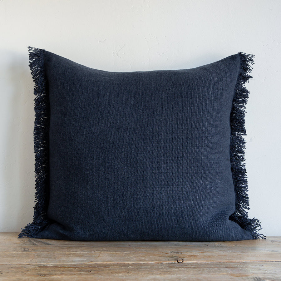 DENIM BLUE BELGIAN LINEN FRINGE (Euro) - Sugar Feather