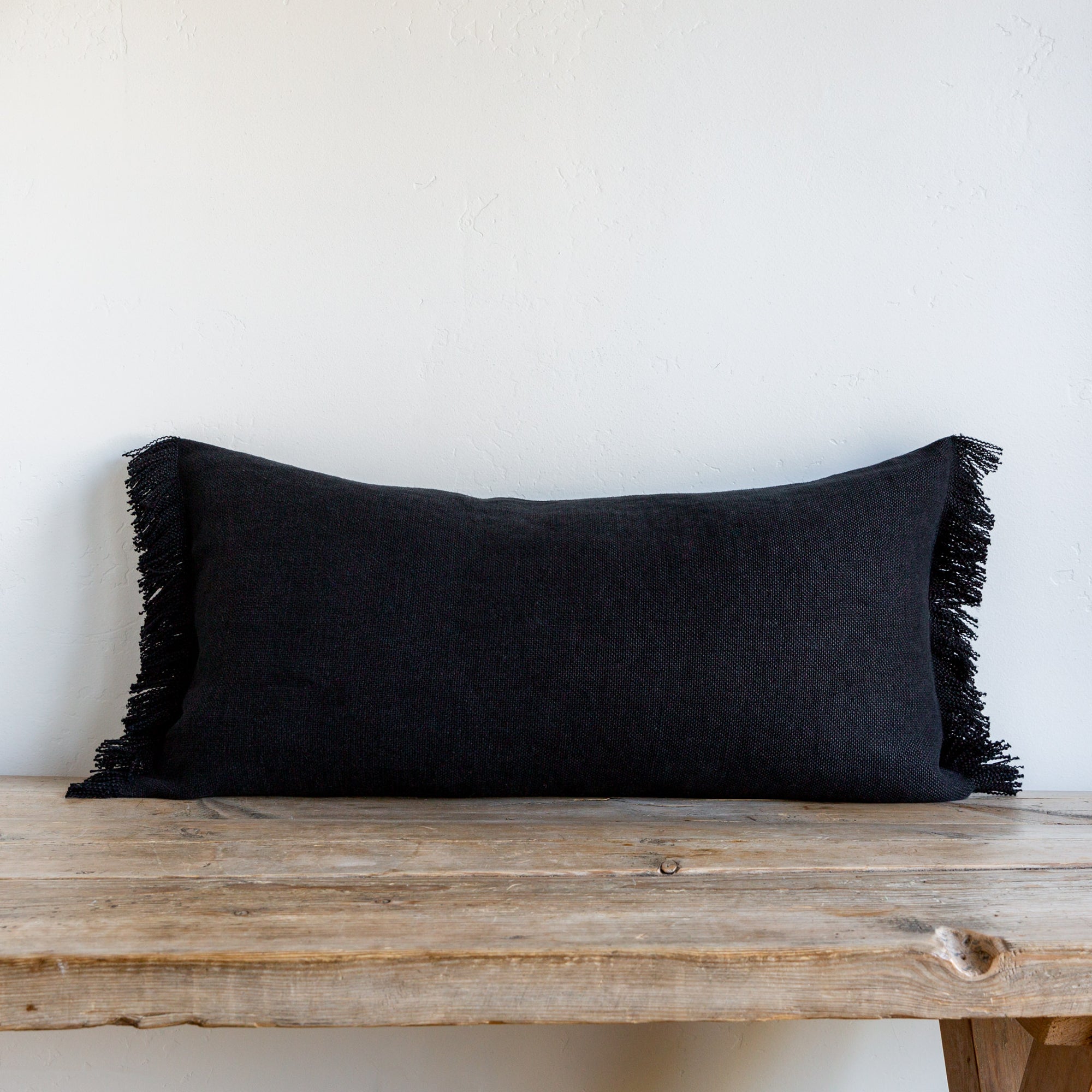 CHARCOAL BELGIAN LINEN FRINGE 16"x32" - Sugar Feather