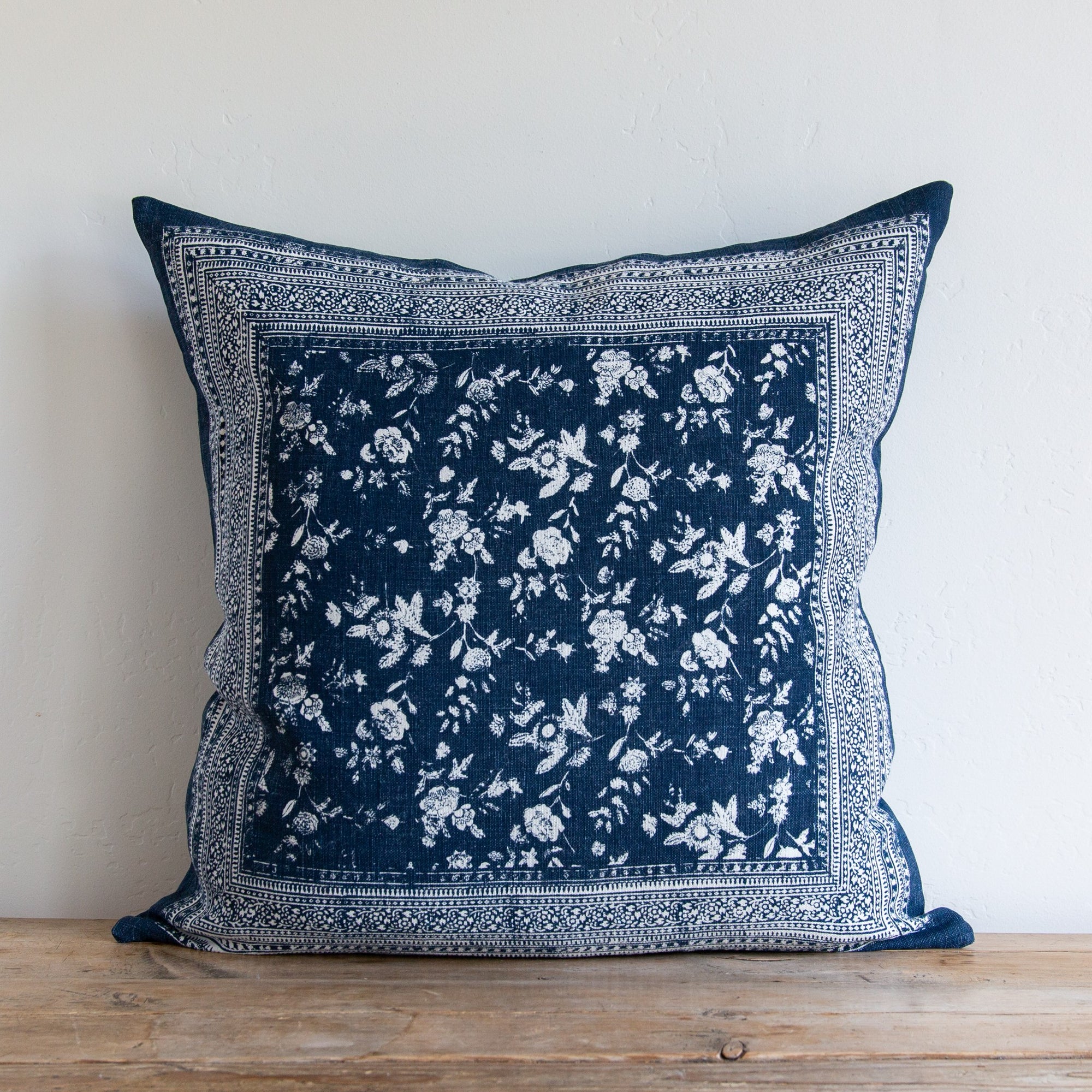 Overdyed Blue Floral Pillow