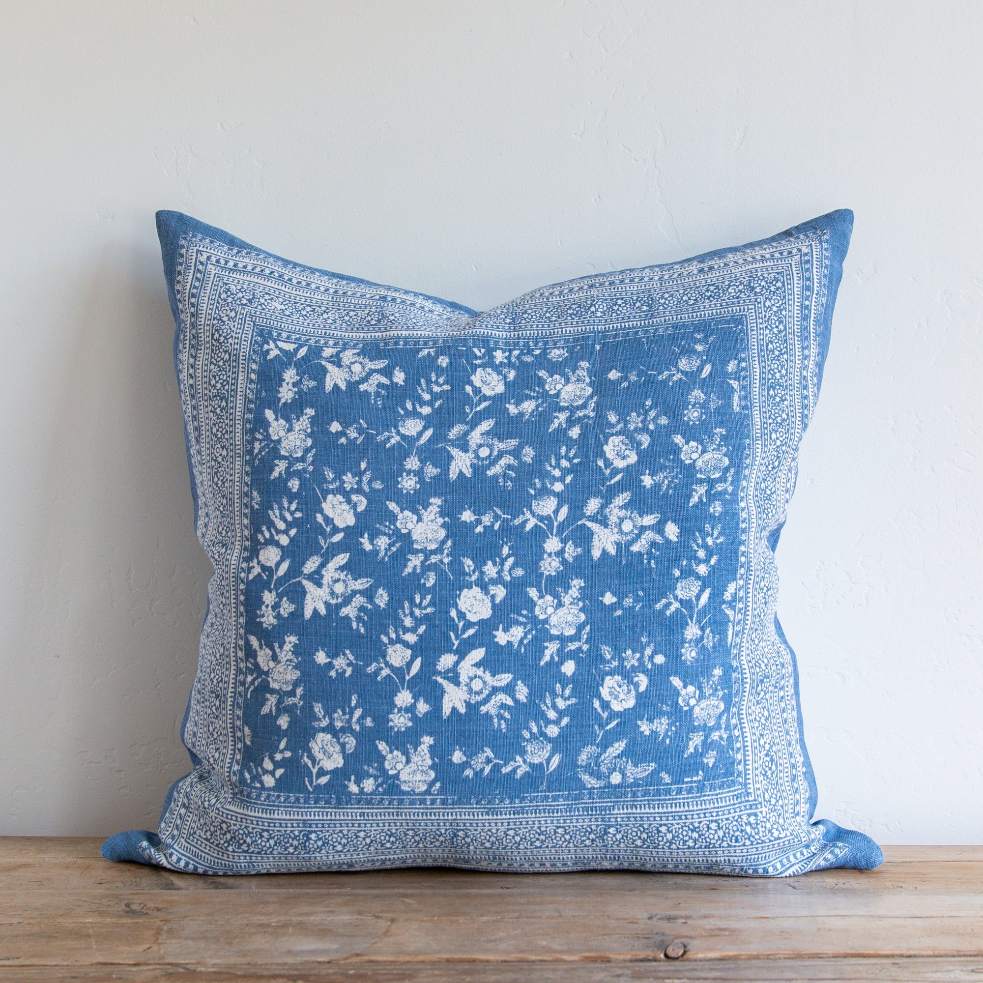 Overdyed Blue Floral Pillow