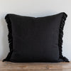 OUTDOOR CHARCOAL FRINGE PILLOW 24x24